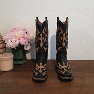 Stylish Black and Tan Over the Knee Boots